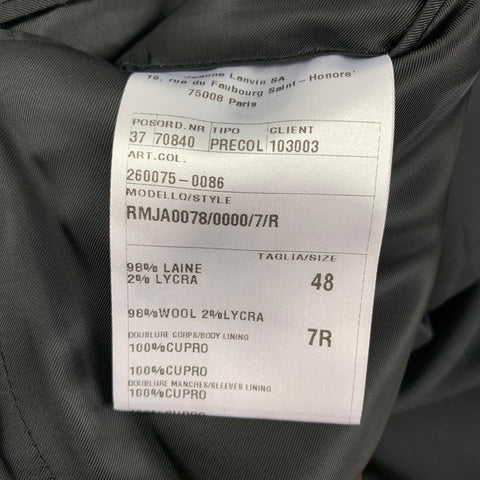 LANVIN Size 38 Black Wool Lycra Tuxedo Sport Coat