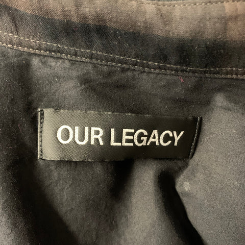 OUR LEGACY Size M Brown Black Plaid Cotton Button Up Long Sleeve Shirt