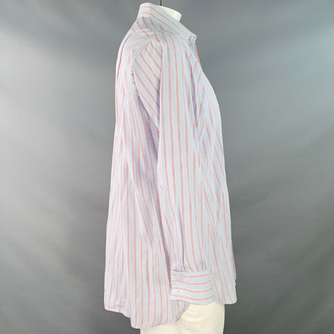 Chemise à manches longues TURNBULL & ASSER Taille L Coton Rayures Bleu Marine Rouge