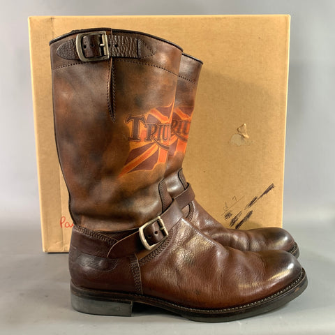 PAUL SMITH Size 8 Brown Antique Leather Pull On Boots