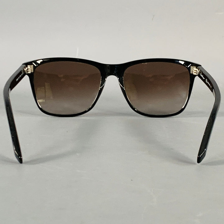 SALVATORE FERRAGAMO Black Acetate Square Polarized Sunglasses