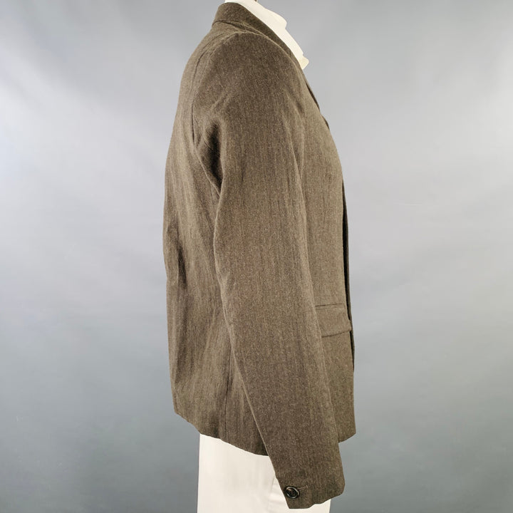 ALLSAINTS Size 42 Brown Herringbone Wool Linen Jacket