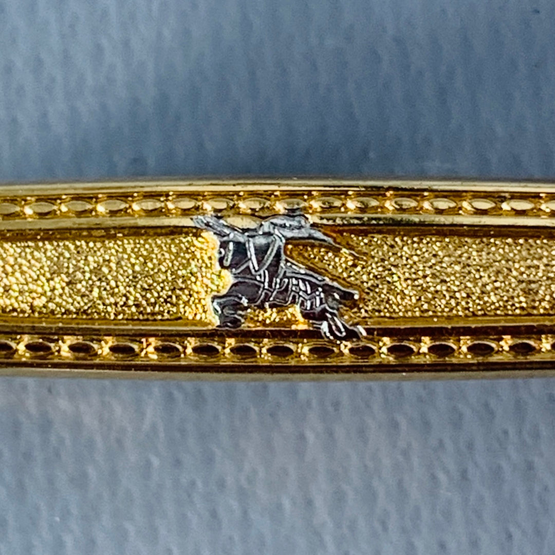 BURBERRY Vintage Gold Silver Horse Logo Metal Tie Clip
