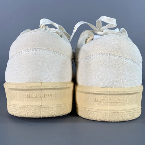 JIL SANDER Size 12 Natural Textured Suede Low Top Lace-Up Sneakers
