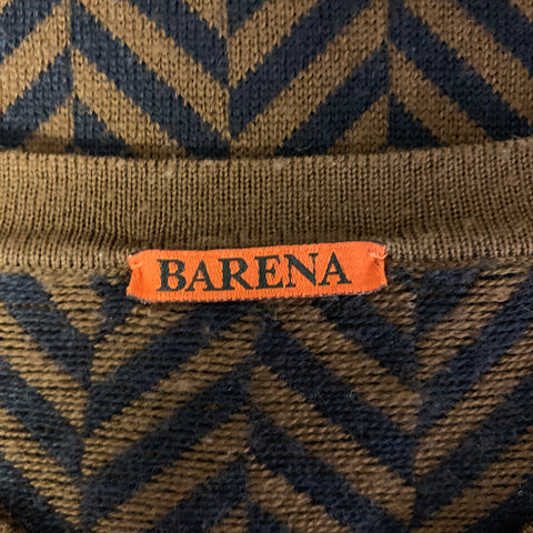 BARENA Size S Brown Black Herringbone Wool Blend Crew-Neck Pullover