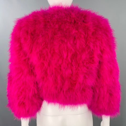 REISS Size S Purple Feathers Hook Eye Closure Jacket