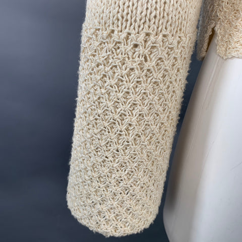 MARGARET OLEARY Size 2 Beige Cotton Silk Textured Knit Tied Front Cardigan