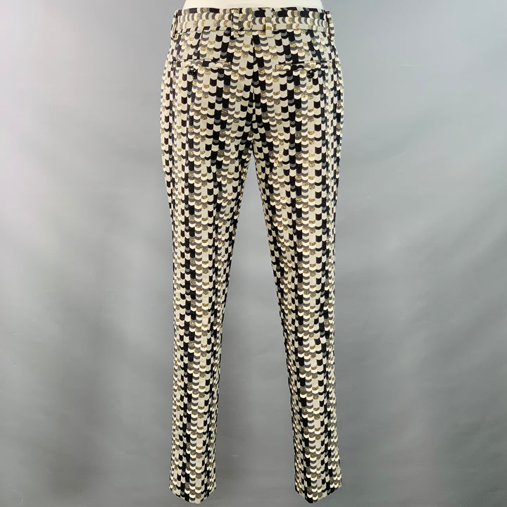 MR TURK Size 36 Regular Grey Black Gold Scales Jacquard Cotton Blend Suit