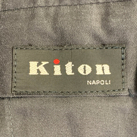 KITON Size 42 Regular Navy Grey Pinstripe Wool Notch Lapel Suit