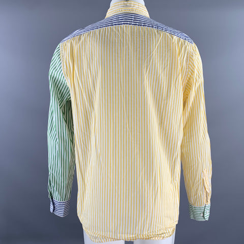 ROWING BLAZERS Size L White Multi-Color Stripe Cotton Long Sleeve Shirt