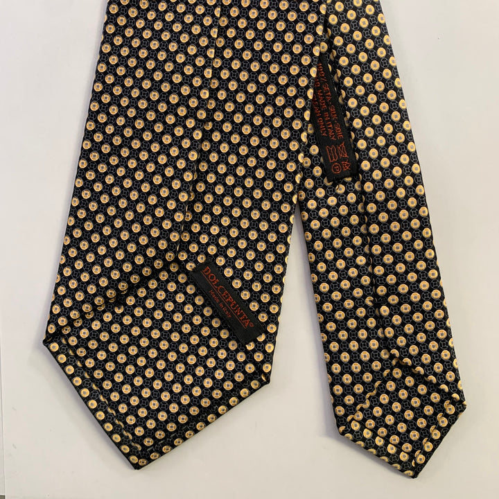 DOLCEPUNTA Black Gold Foulard Dot Silk Tie