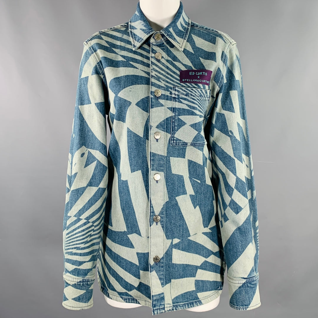 STELLA McCARTNEY Size XXS Blue Light Blue Cotton Optical Jacket