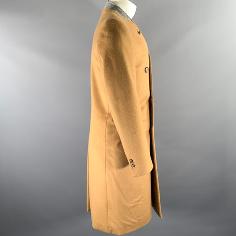 H & M Size 38 Camel Grey Wool Inverted Lapel Overcoat