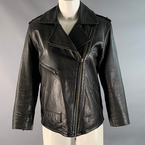 VINCE Size S Black Leather Lambskin Biker Jacket