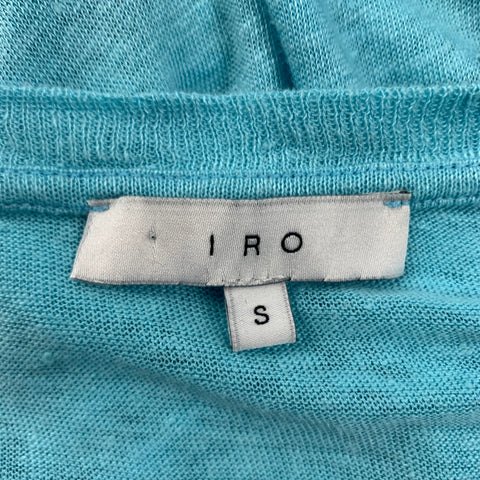 IRO Size S Clay Blue Aqua Distressed Linen Crew Neck T-shirt
