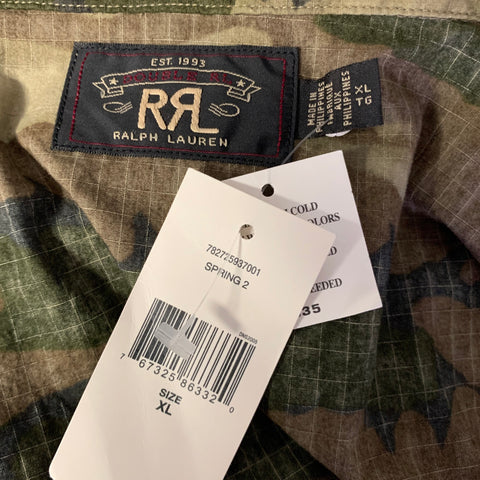 RRL by RALPH LAUREN Size XL Green Brown Camo Cotton Camp Short Sleeve Shirt