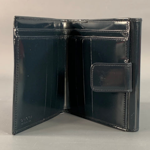 GUCCI Black Embossed Logo Patent Leather Wallet