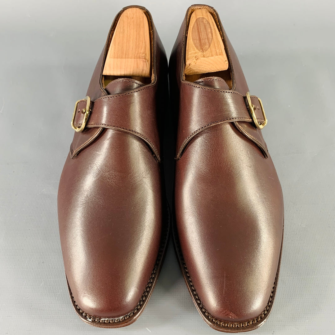 AIGNER Size 9.5 Brown Leather Monk Strap Loafers Shoes