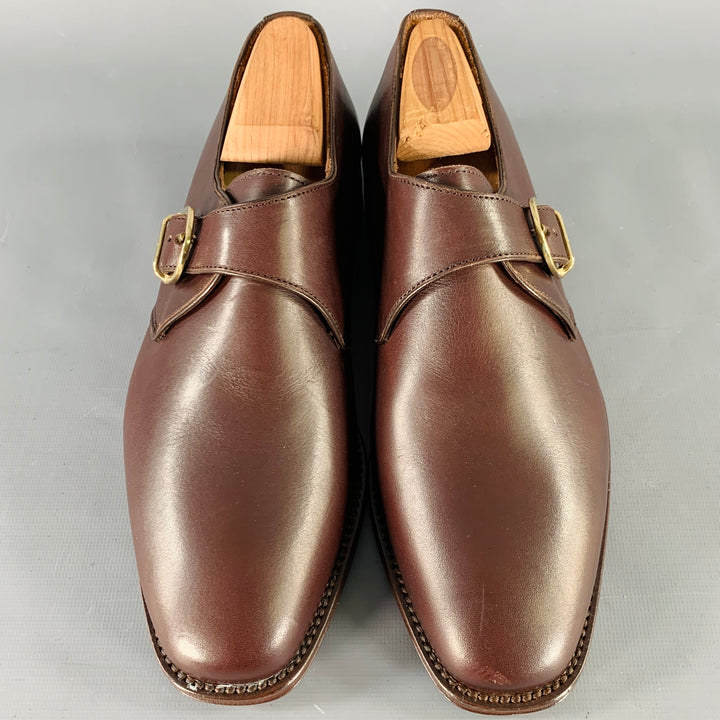 AIGNER Size 9.5 Brown Leather Monk Strap Loafers Shoes