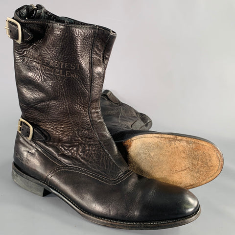PAUL SMITH Size 12 Black Leather Motorcycle Boots