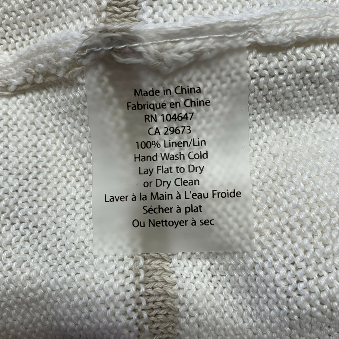 KINROSS Size M Cream Tan Linen Stripe Pull On Sweater