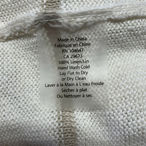 KINROSS Size M Cream Tan Linen Stripe Pull On Sweater