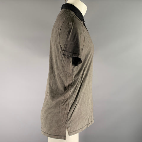 RAG & BONE Size S Black Grey Stripe Cotton Lightweight Polo