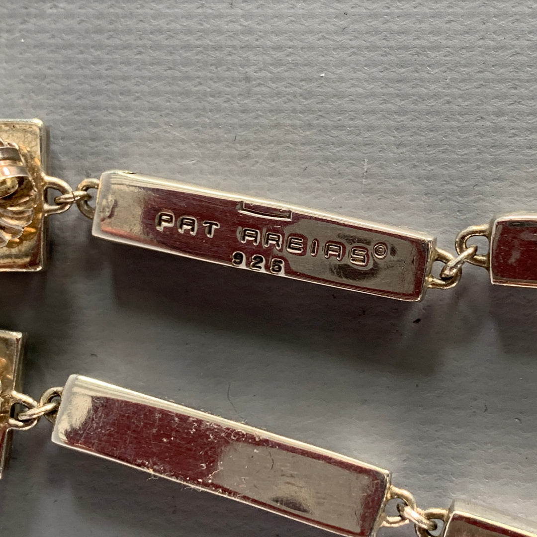 PAT AREIAS Silver Green Turquoises Sterling Silver Post Earrings