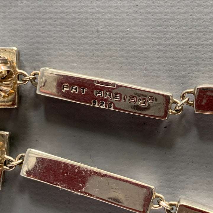 PAT AREIAS Silver Green Turquoises Sterling Silver Post Earrings