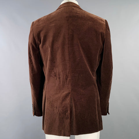 UNGARO Size 40 Regular Brown Velvet Cotton Peak Lapel Sport Coat