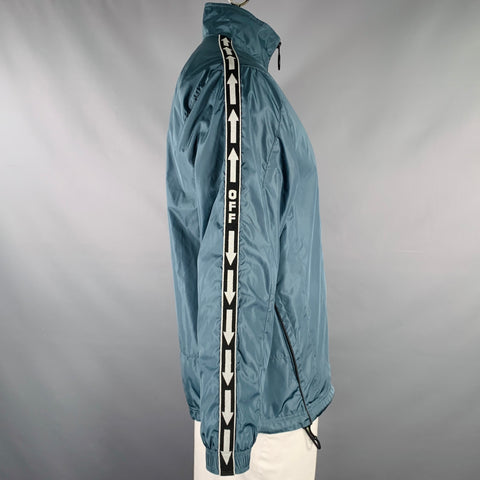 OFF-WHITE Size L Teal Polyamide Zip Up Jacket