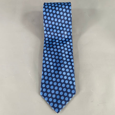 PAUL SMITH Blue Black Polka Dot Silk Tie