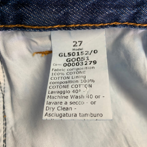 G Size 27 Blue Cotton High Waisted Wide Leg Jeans