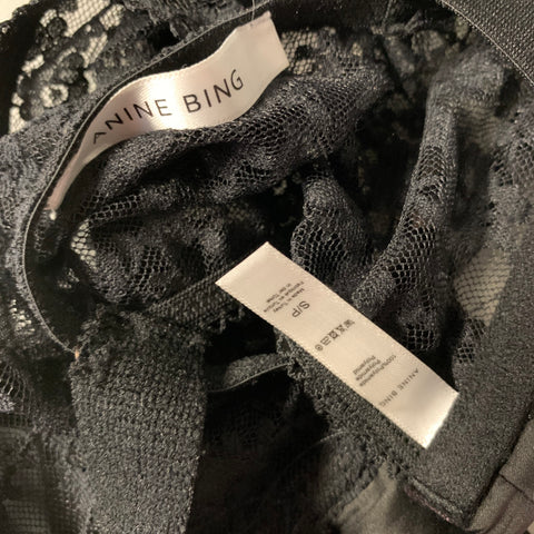 ANINE BING Size S Black Polyamide Lace Bralette Lingerie