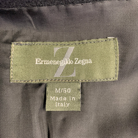 ERMENEGILDO ZEGNA Size M Black Textured Stripe Single Breasted Jacket