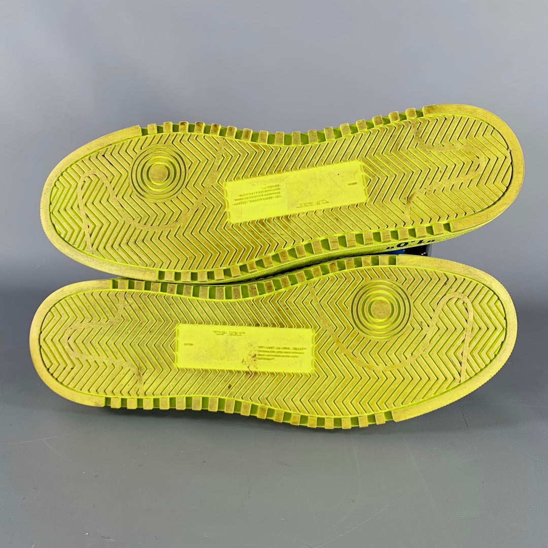 OFF-WHITE Size 10 Black Green Leather Zip Tie Lace-Up Sneakers