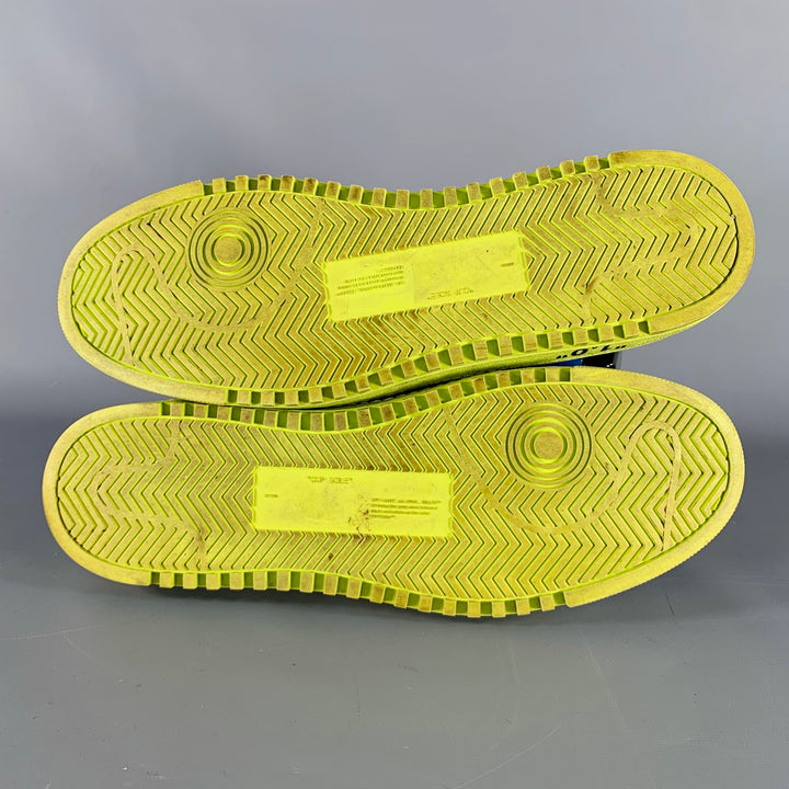 OFF-WHITE Size 10 Black Green Leather Zip Tie Lace-Up Sneakers