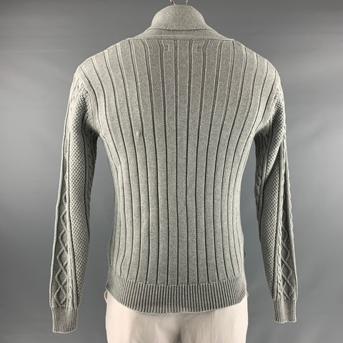 SHADES OF GREY Size L Grey Knit Cotton Shawl Collar Sweater