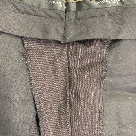 Costume National Taille 38 Costume à Rayures Grises et Marron en Laine à Un Bouton