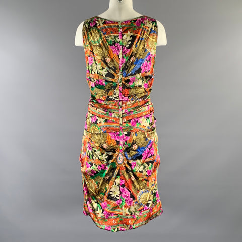 DOLCE & GABBANA Size M Pink Multi-Color Silk Blend Floral Blouson Dress