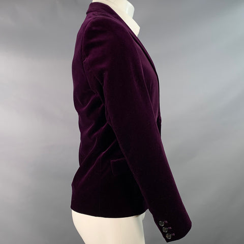 TRISECT 2 Size S Purple Cotton Blend Velvet Single Breasted Shawl Collar Sport Coat