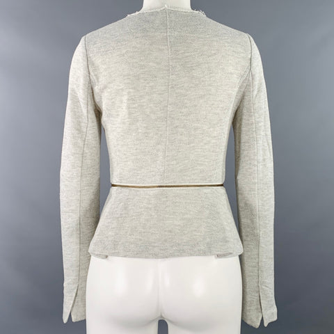 BARNEYS NEW YORK Size XS Grey Cotton Blend Peplum Jacket Blazer