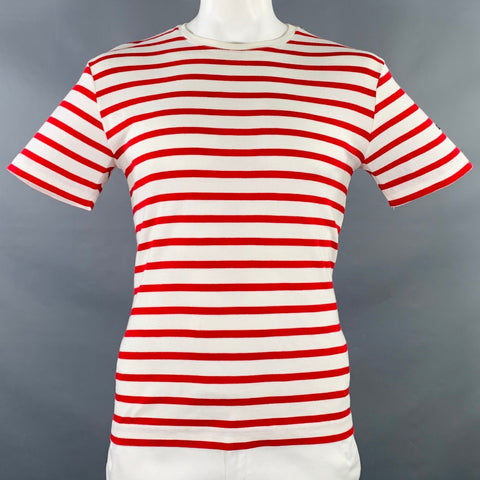 T-shirt Col Rond Coton Rayé Rouge et Blanc ARMOR-LUX Taille L