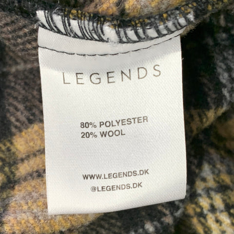 LEGENDS Size XL Yellow Brown Plaid Wool Blend One Pocket Shirt Jacket