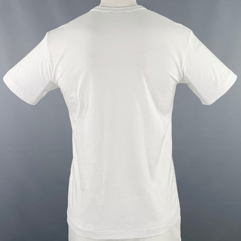 COMME des GARCONS HOMME PLUS 2019 Size M White Black Print Cotton Crew Neck T-shirt