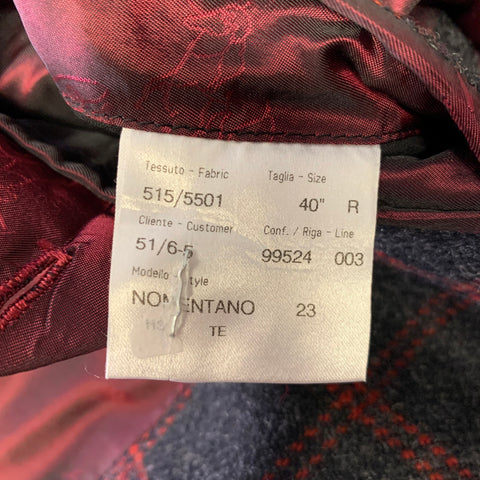 BRIONI Regular Grey Red Window Pane Wool Sport Coat