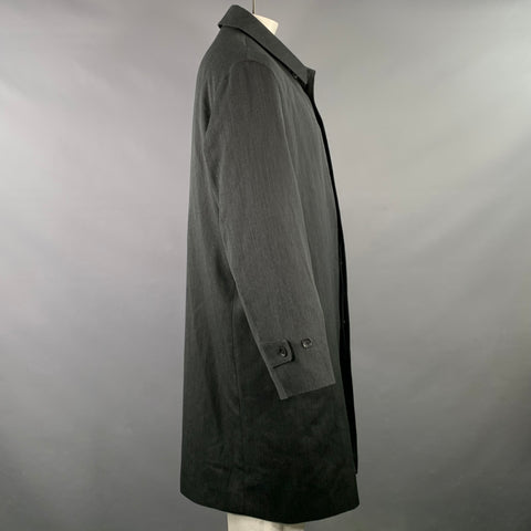 SANYO Size 46 Charcoal Wool Blend Rain Repellent Hidden Buttons Coat