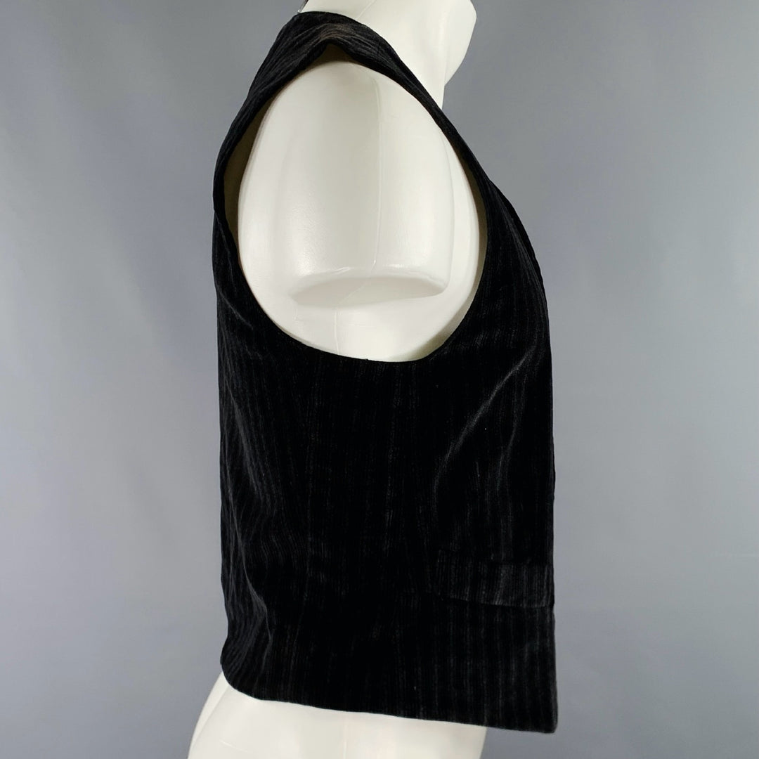 LE COLLEZIONI STRUCTURE Size S Black Corduroy Cotton Vest