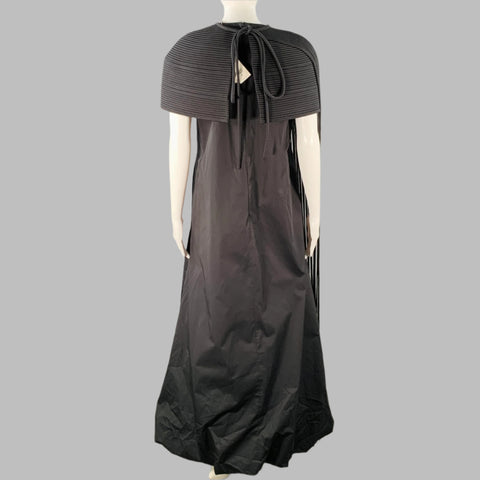 TORY BURCH Size 4 Black Cotton Poplin Sleeveless Bubble Hem Maxi Dress