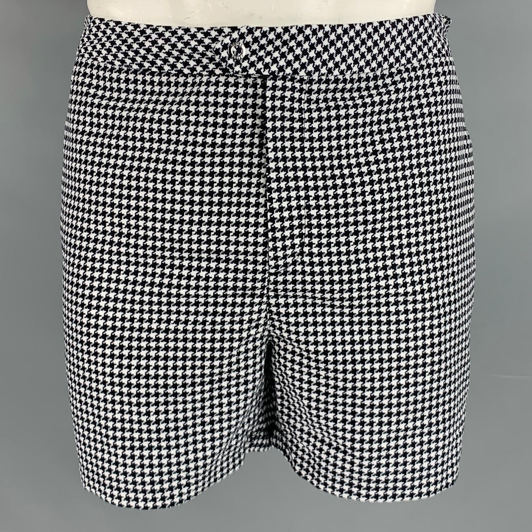 REISS Size XL Black White Houndstooth Zip Fly Swim Trunks